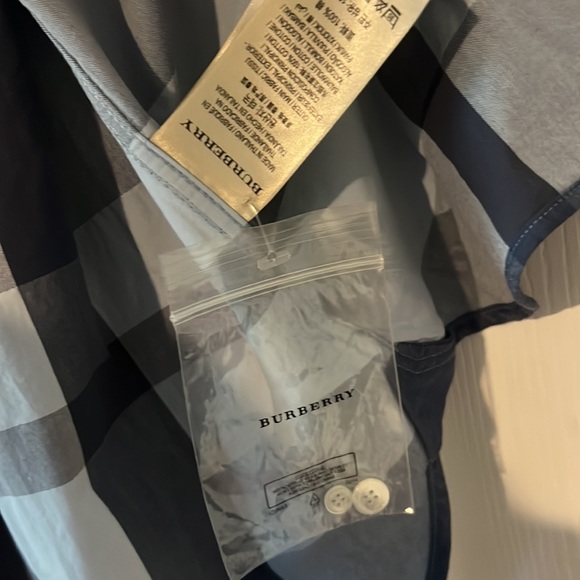 burberry slim fit check stretch poplin button up shirt blue check - Picture 3 of 4